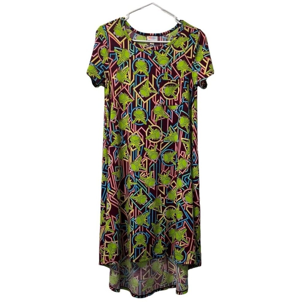 LulaRoe Size‎ XXS kermit the frog Carly Dress Cartoon Designer Preppy Colorful